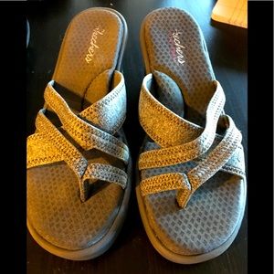 Grey Skechers grey wedge sandal 8